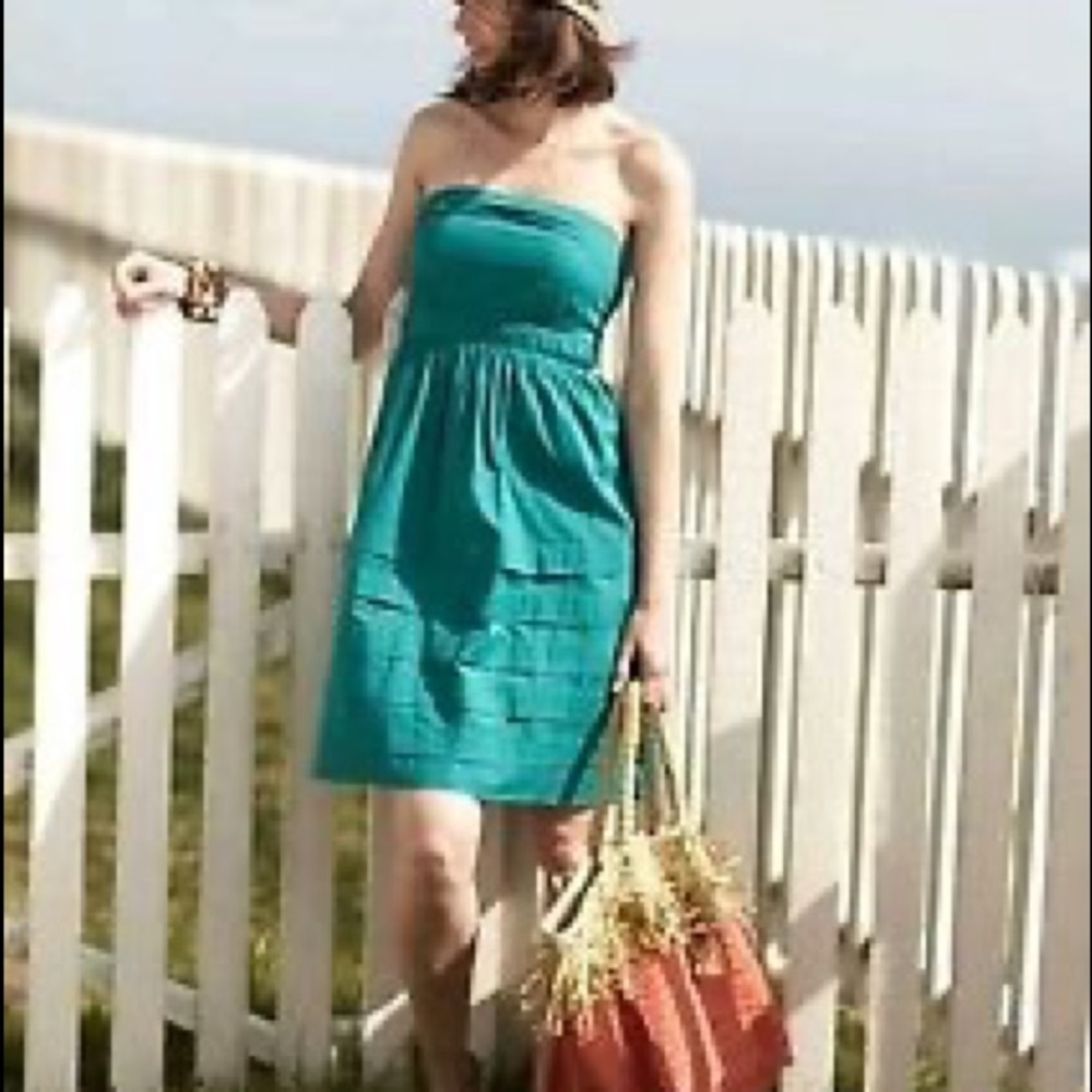 Maeve teal strapless dress with full skirt size 6